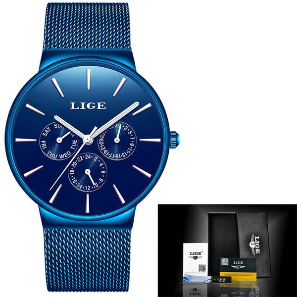 Lige Stainless Steel Mesh Band Stylish Quartz Watch