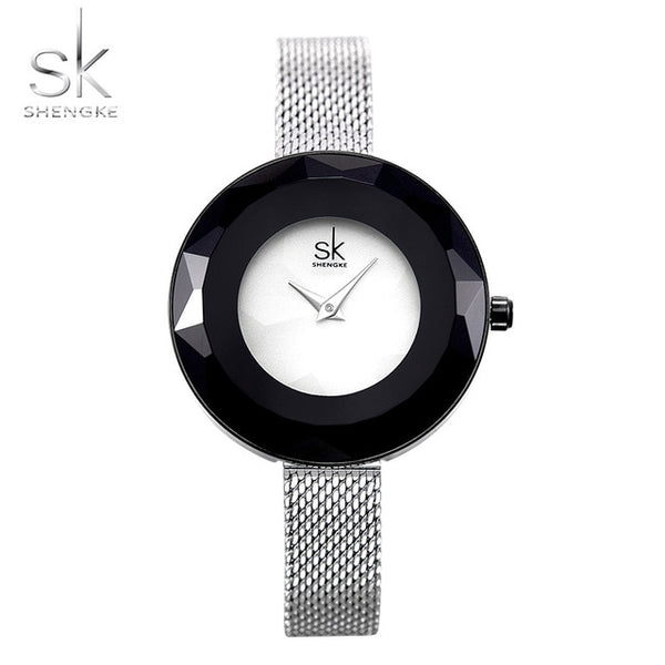 Prism Fac Gold Steel Mesh Quartz Women Watch