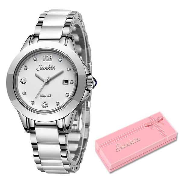 Sunkta Fashion Women Watches Rose Gold Ladies Bracelet Watch