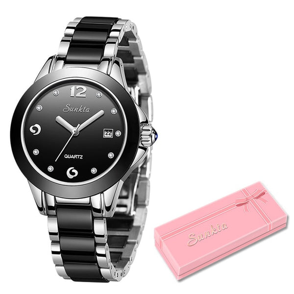 Sunkta Fashion Women Watches Rose Gold Ladies Bracelet Watch