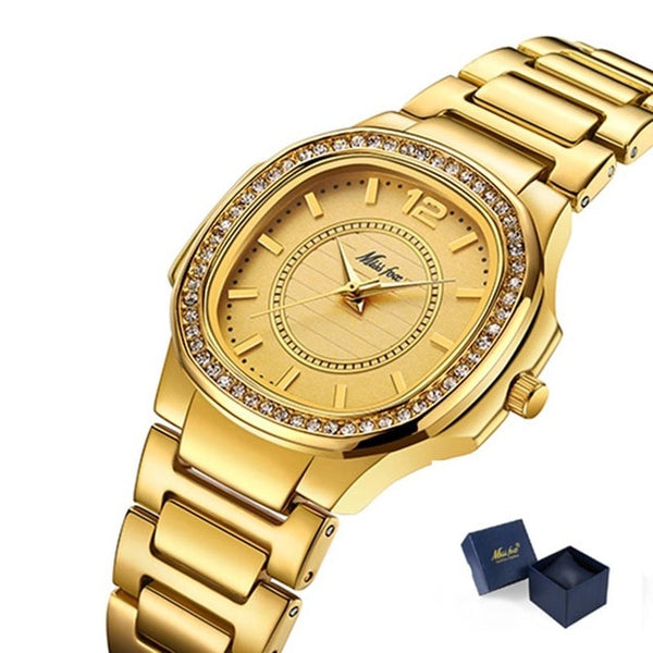 Geneva Designer Luxury Brand Diamond Quartz Gold Wrist Watch