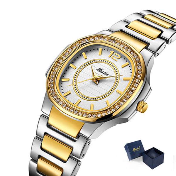 Geneva Designer Luxury Brand Diamond Quartz Gold Wrist Watch