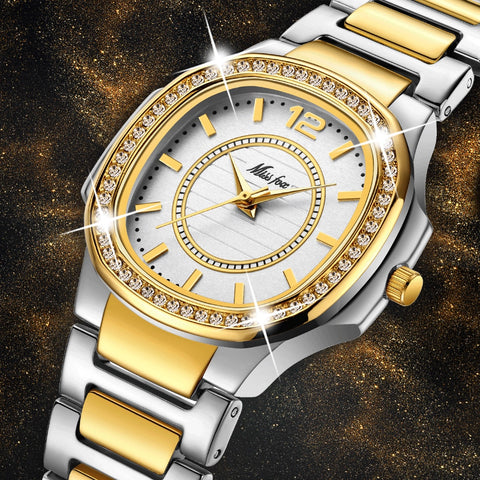 Geneva Designer Luxury Brand Diamond Quartz Gold Wrist Watch
